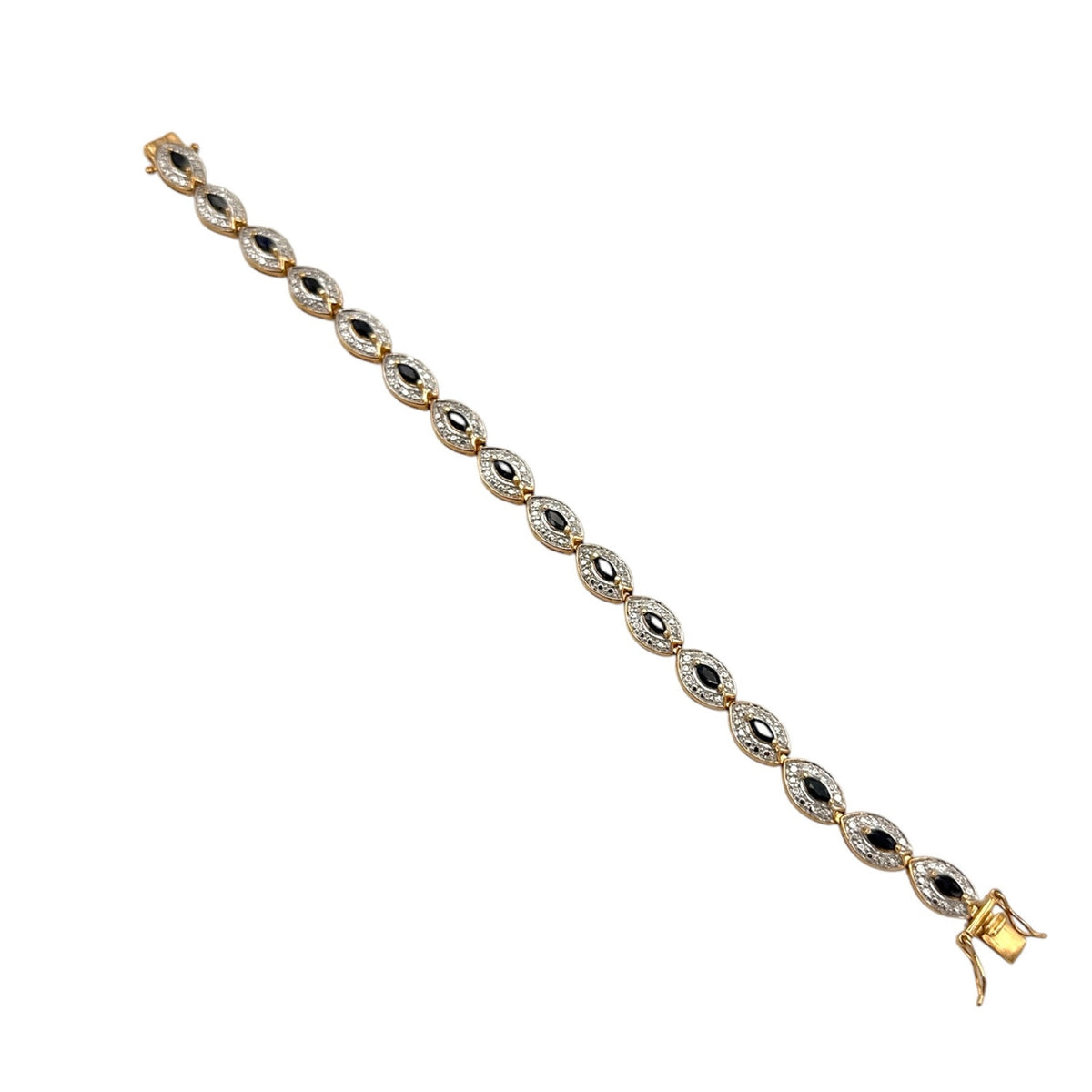 Sterling Silver Gold Vermeil Blue Sapphire Vintage Tennis Bracelet