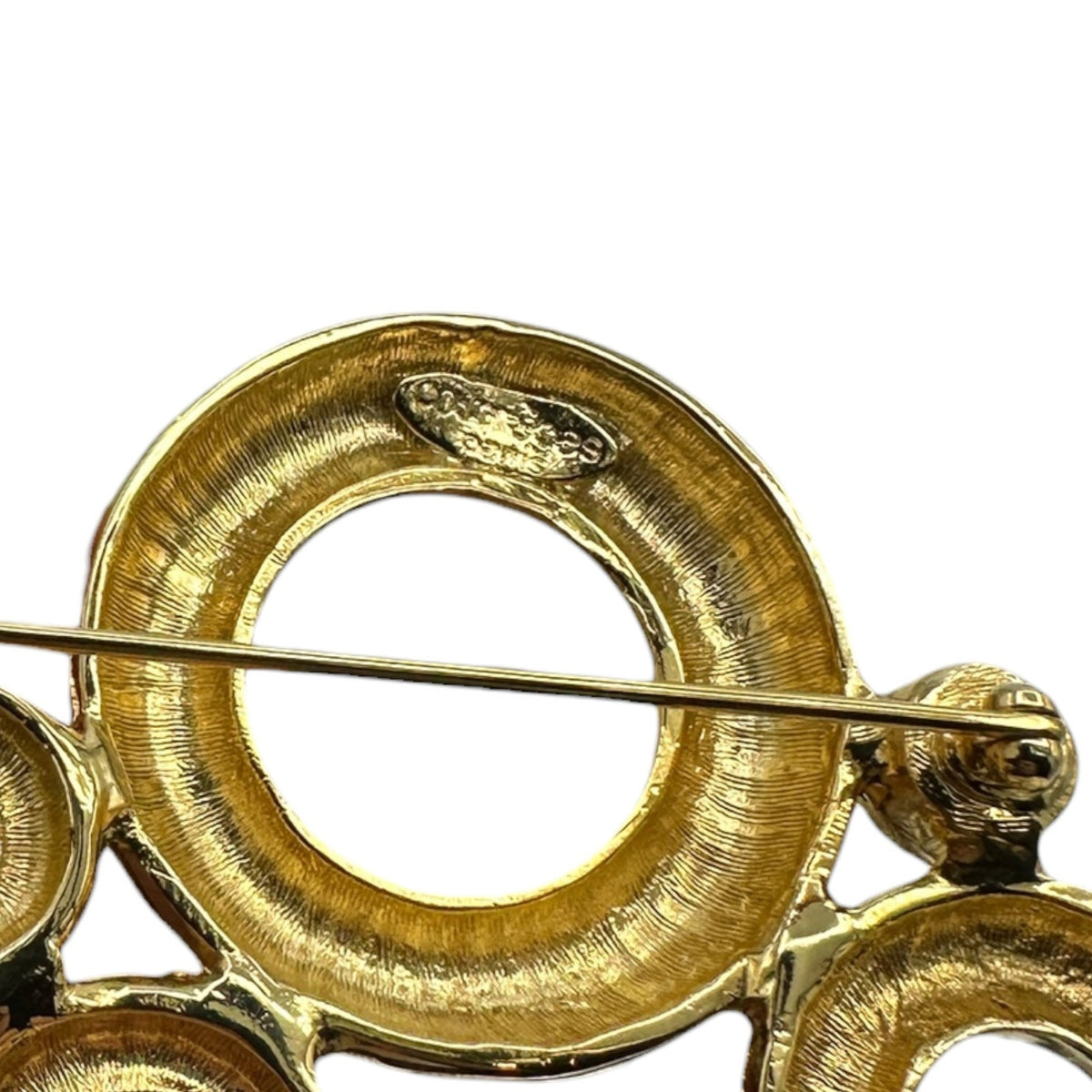 Courreges Gold Open Circle Brooch Vintage Pin