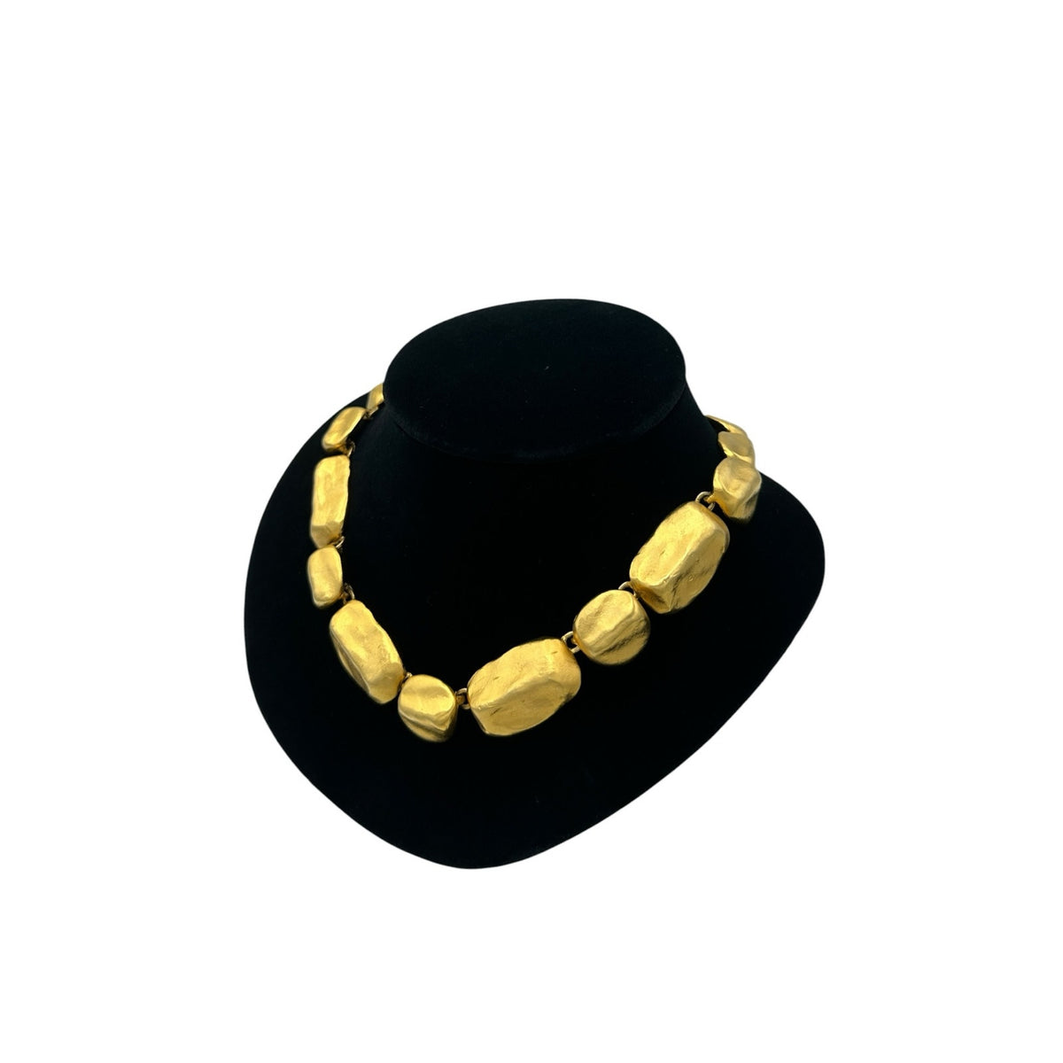 GJD Gold Nugget Chunky Statement Necklace 1980s