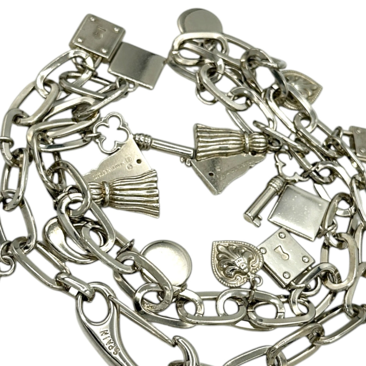 Vintage Escada Silver Chain Charm Statement Belt