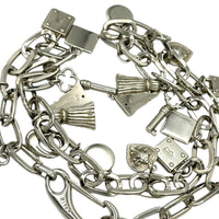 Vintage Escada Silver Chain Charm Statement Belt