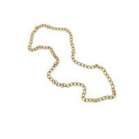 Erwin Pearl textured gold curb link vintage chain necklace displayed on white background.