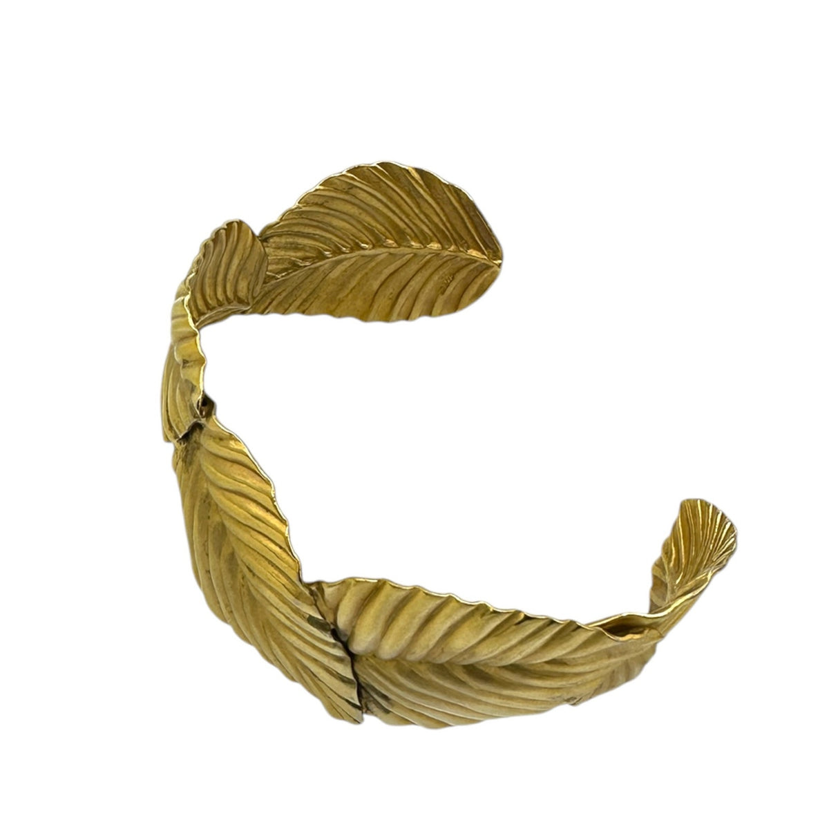 Napier Gold Leaf Cuff Bracelet Vintage Signed