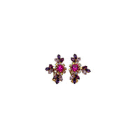 Austria Pink & Purple Floral Crawler Vintage Clip-On Earrings