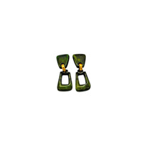 Dominique Denaive Paris Green Marble Resin Drop Earrings