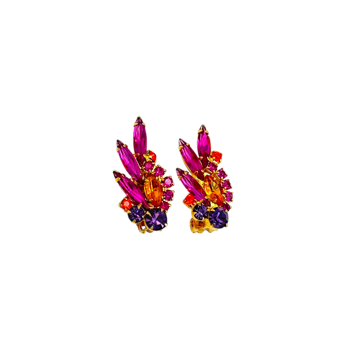 Juliana DeLizza & Elster (D&E) Pink Crawler Floral Clip-On Earrings