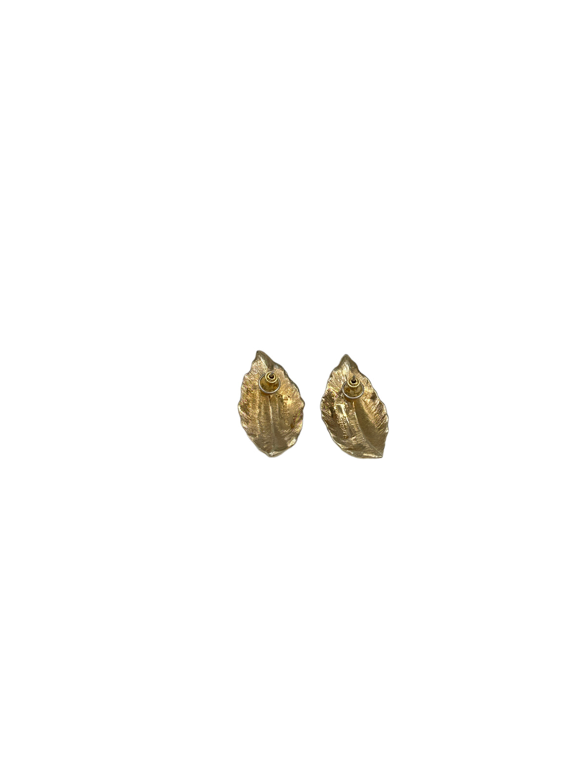 Vintage Louis Feraud Paris Gold Leaf Stud Earrings French 