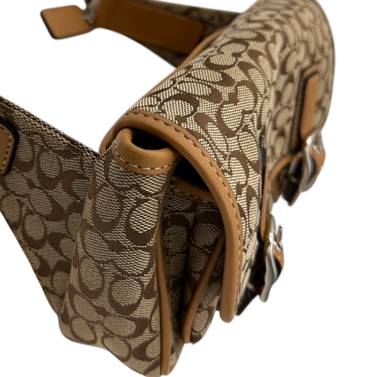 Coach Bon Voyage Signature Y2K Canvas Leather Trim Belt Bag