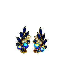 Juliana DeLizza & Elster (D&E) Blue Crawler Floral Clip-On Earrings