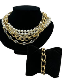 Pearl, Crystal & Gold Chain Vintage Jewelry Curated Collection