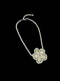 Crown Trifari Vintage Layered Rhinestone Flower Pendant