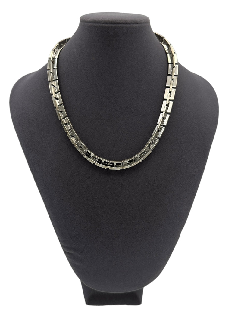 Silver Heavy Square Link Chain Chunky Layering Necklace