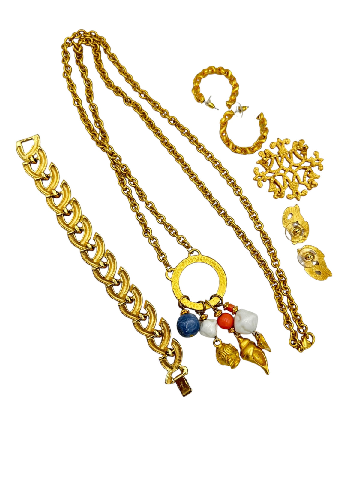 Classic Matt Gold Layering Charm Chain Vintage Jewelry Curated Collection