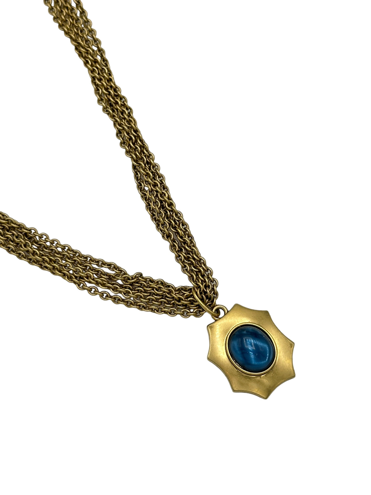 Ralph Lauren RRL Gold Layered Chain Blue Cabochon Pendant