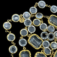 Vintage Chanel Jewelry 1981 Chicklet Clear Crystal Stations Sautoir Long Necklace