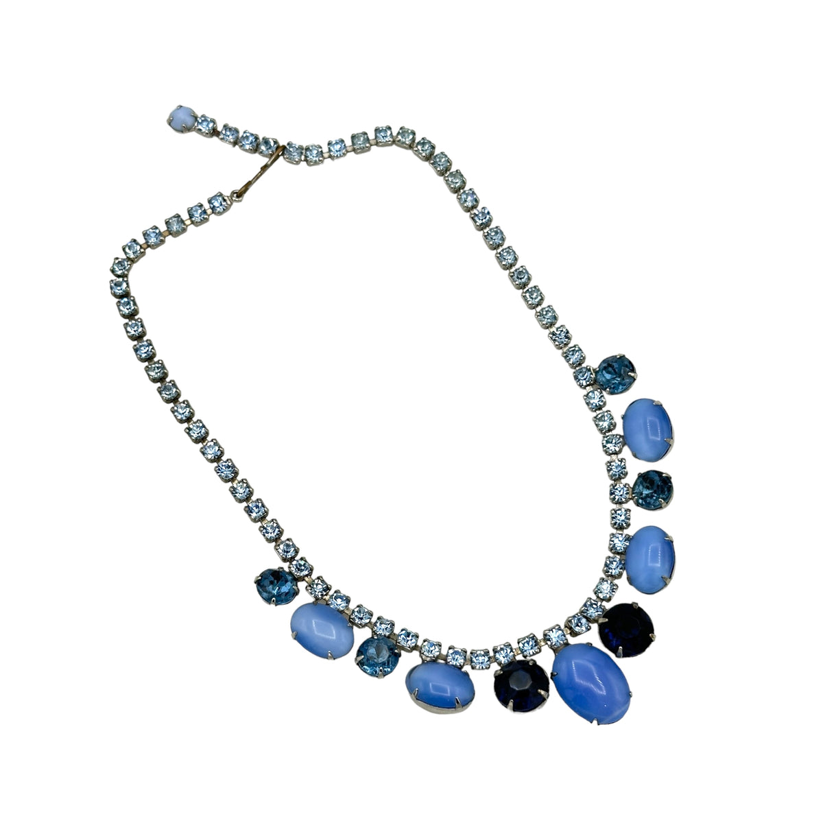 Vintage Blue Rhinestone Choker Necklace