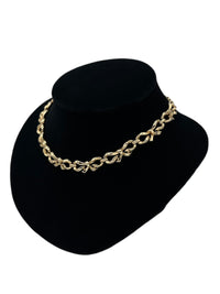 Trifari Gold Ribbon Bow Link Collar Necklace