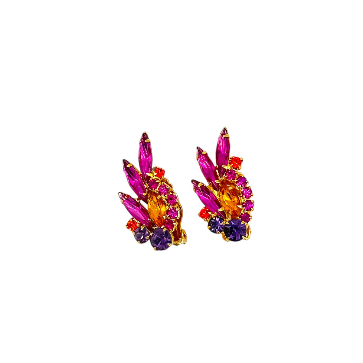 Juliana DeLizza & Elster (D&E) Pink Crawler Floral Clip-On Earrings