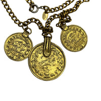 Les Bernard Lion Coin Charms Vintage Gold Chain Pendant