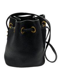 Dooney & Bourke All Weather Leather (AWL) Small Black Drawstring Bucket Crossbody Handbag USA