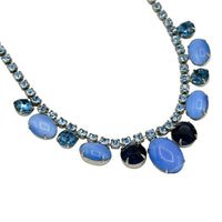 Vintage Blue Rhinestone Choker Necklace