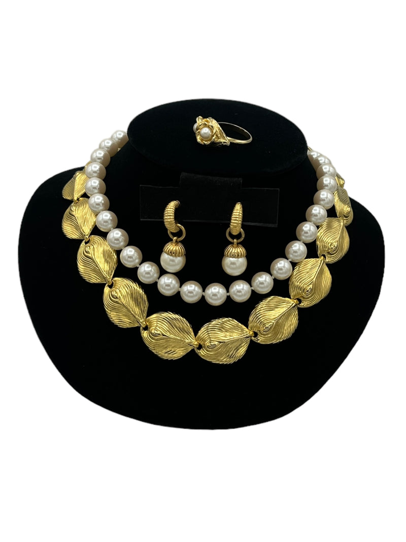 Gold Peacock Chain & Pearl Vintage Jewelry Curated Collection
