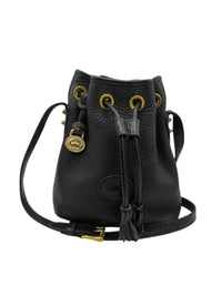 Dooney & Bourke All Weather Leather (AWL) Small Black Drawstring Bucket Crossbody Handbag USA