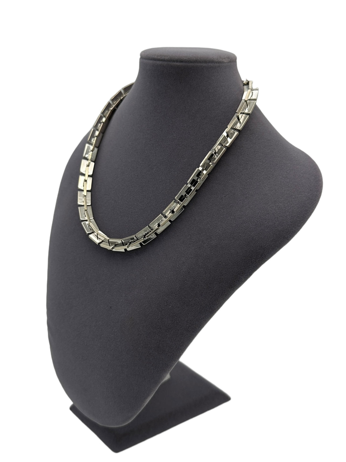 Silver Heavy Square Link Chain Chunky Layering Necklace