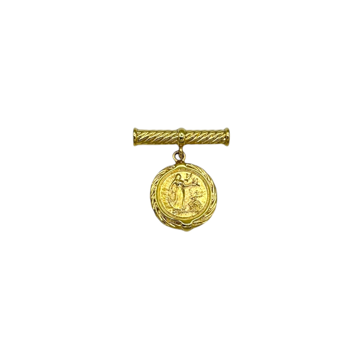 Classic Gold Medallion Dangle Vintage Brooch