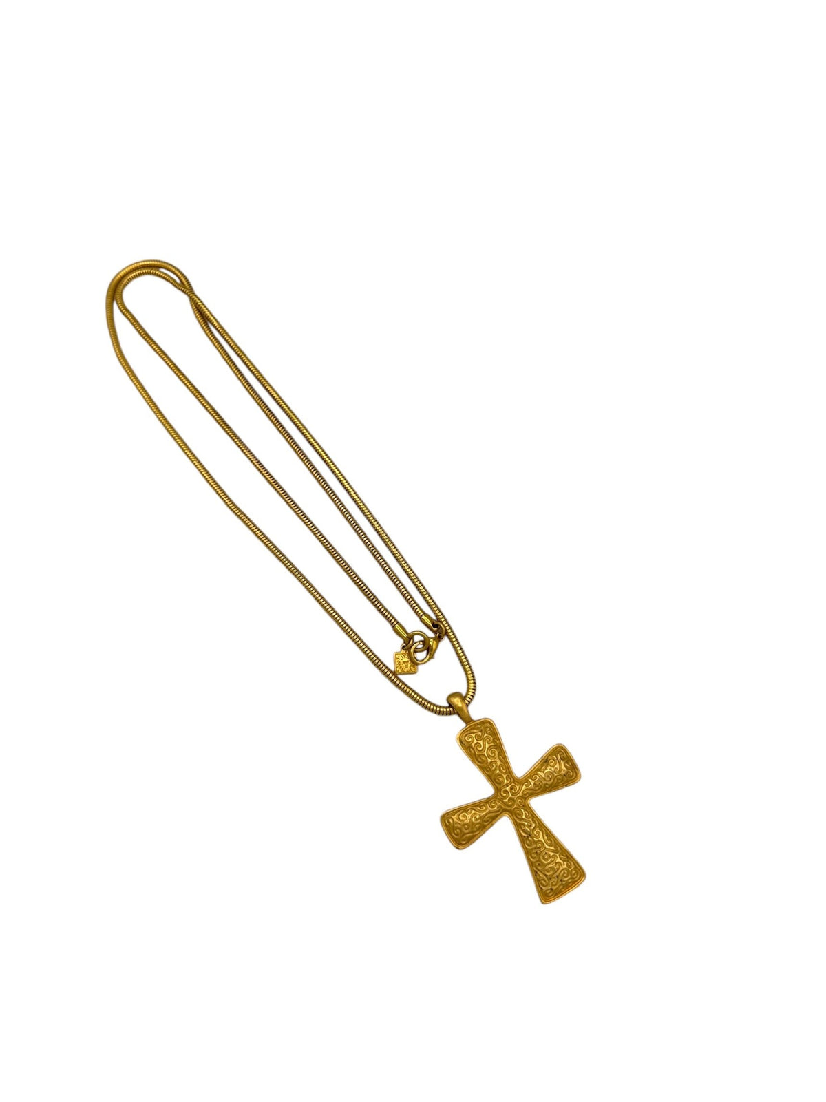 Anne Klein Cross Pendant with Gold Snake Chain Necklace