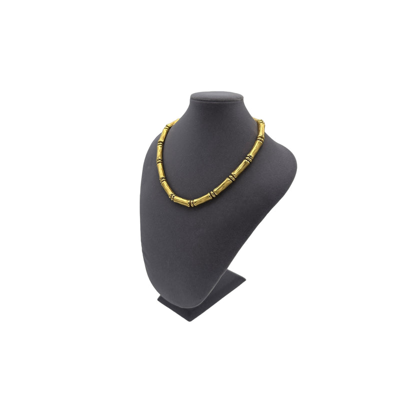 Ciner Gold Bamboo Textured Link Vintage Necklace