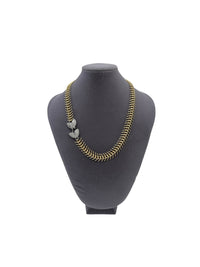 Gold Fishbone Pave Fish Clasp Necklace