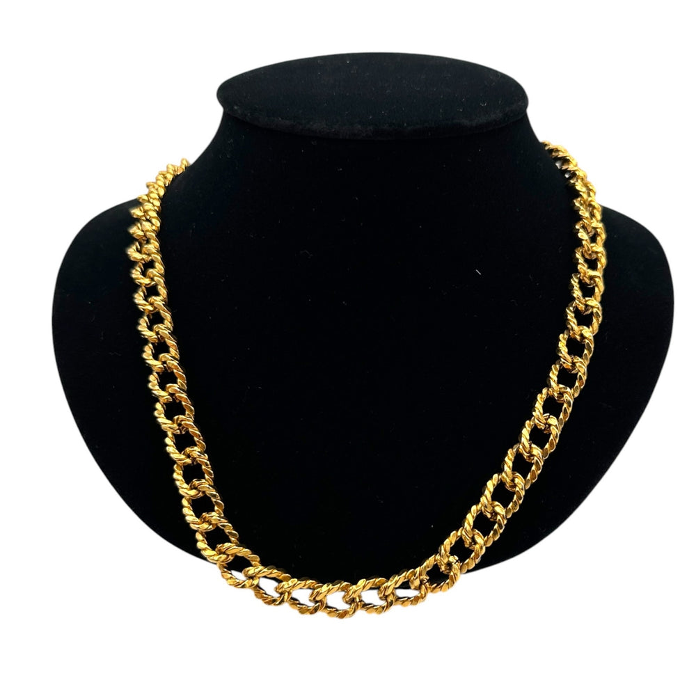 Signed Monet Gold Twisted Link Long Layering Chain Necklace