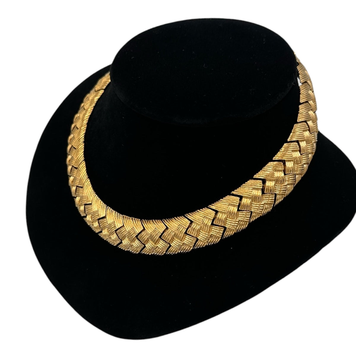 Napier Gold Textured Basket Weave Link Classic Chain Necklace