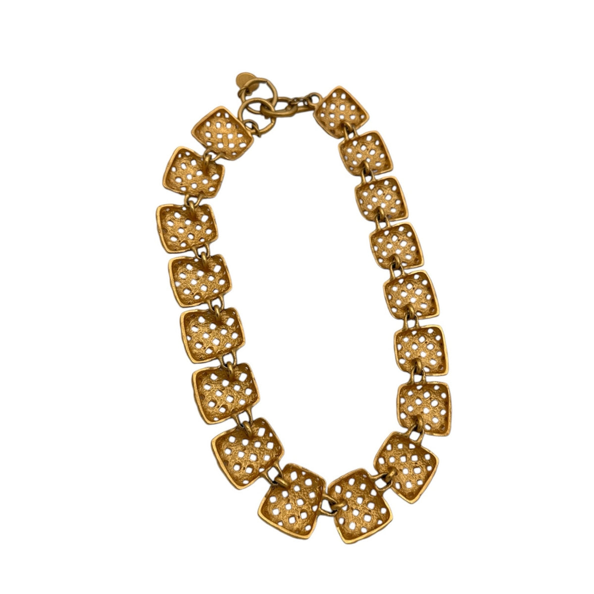 Anne Klein Matte Gold Basket Weave Square Link Necklace