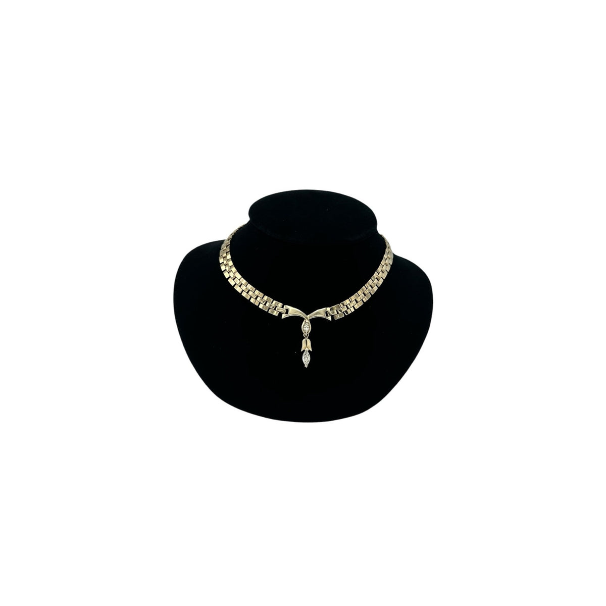 Vintage TARA Clear Rhinestone Tulip Drop Pendant Necklace