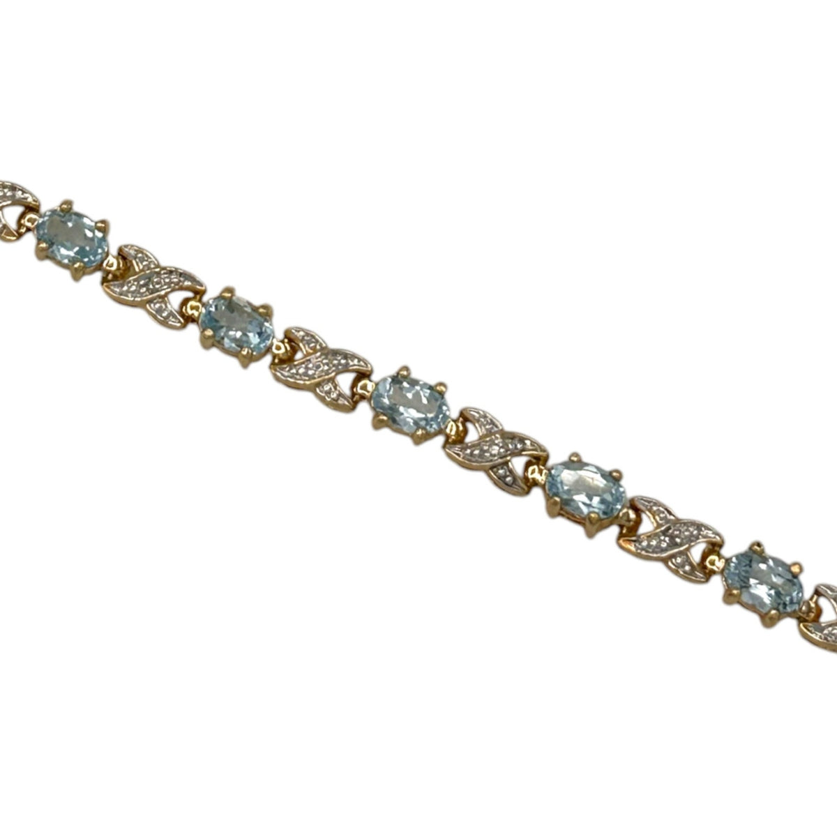 Sterling Silver Gold Vermeil Blue Topaz Vintage Tennis Bracelet
