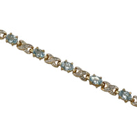 Sterling Silver Gold Vermeil Blue Topaz Vintage Tennis Bracelet