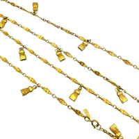 Monet Gold Long Textured Chain Tassel Charm Necklace