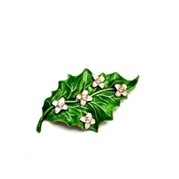 Accessocraft Green & Pink Enamel Leaf Vintage Brooch - 24 Wishes Vintage Jewelry