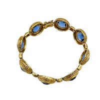 Sterling Silver Vermeil Byzantine Round Blue Crystal Tennis Bracelet