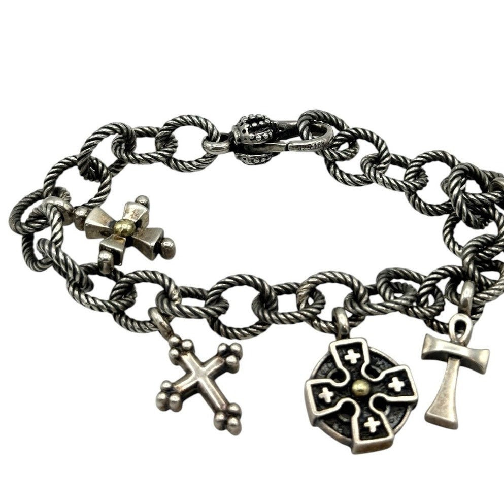 BraceletsAnn King Crosses Of The World Sterling Silver Charm Bracelet 18K Gold