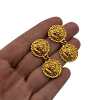 EarringsAnne Klein AK Signed Gold Lion Dangle Pierced Earrings Vintage Designer