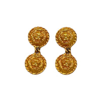 EarringsAnne Klein AK Signed Gold Lion Dangle Pierced Earrings Vintage Designer