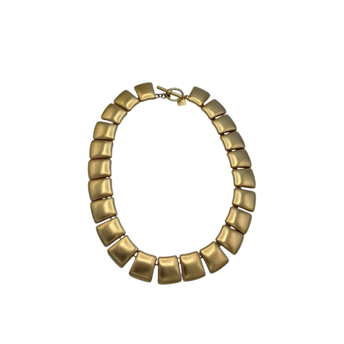Anne Klein Brushed Matte Gold Square Link Classic Necklace