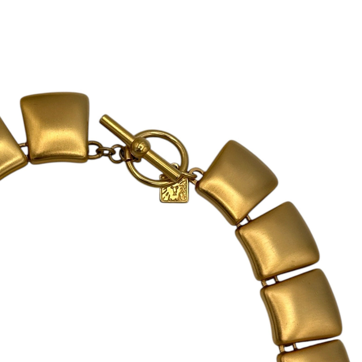 Anne Klein Brushed Matte Gold Square Link Classic Necklace