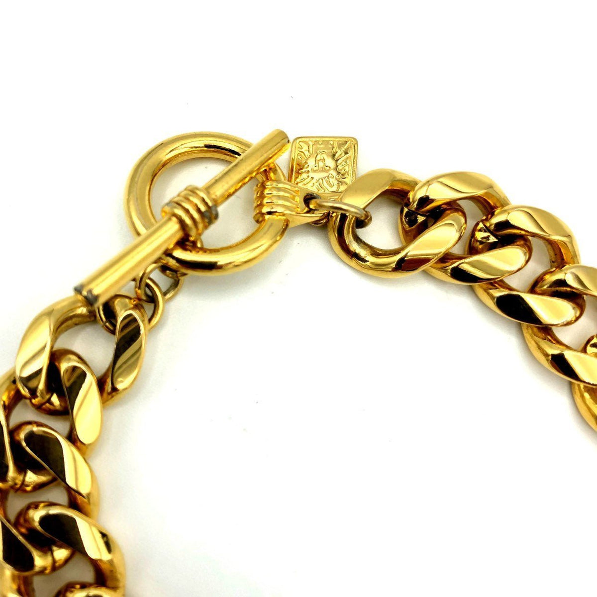 Anne Klein Classic Gold Link Lion Logo Vintage Necklace - 24 Wishes Vintage Jewelry