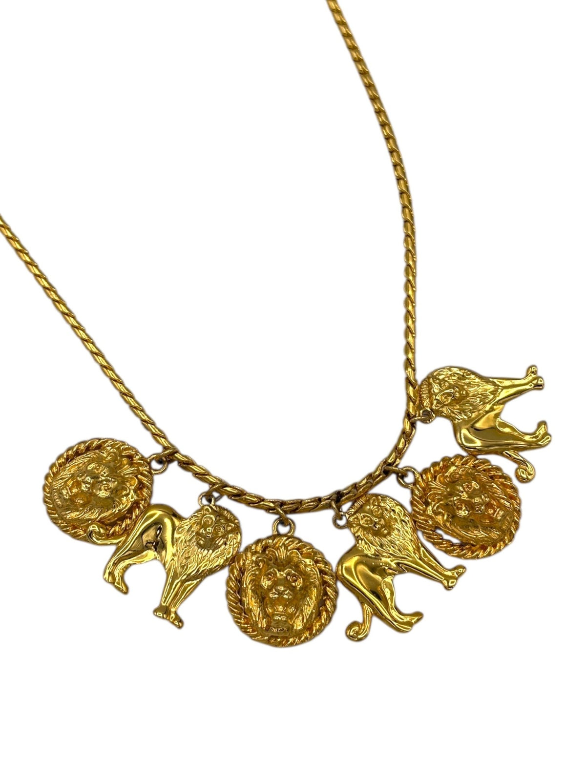 Anne Klein Classic Gold Lion Charm Toggle Closure Chain Necklace - 24 Wishes Vintage Jewelry