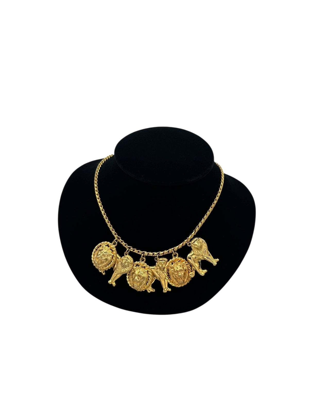 Anne Klein Classic Gold Lion Charm Toggle Closure Chain Necklace - 24 Wishes Vintage Jewelry