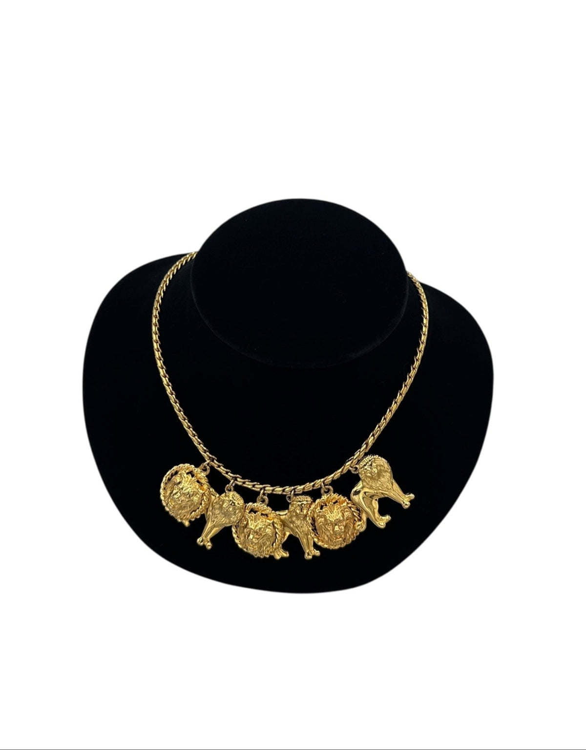 Anne Klein Classic Gold Lion Charm Toggle Closure Chain Necklace - 24 Wishes Vintage Jewelry